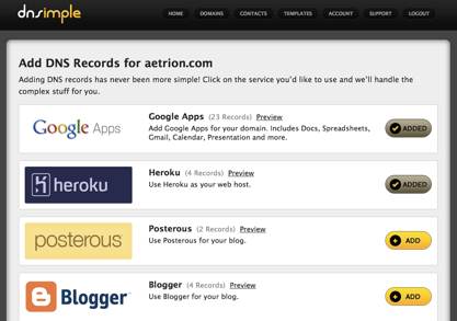 Screen shot demonstrating how to add services to a domain